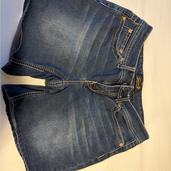 Seven7 Pants - Seven7 Dark Blue Denim Jean Shorts